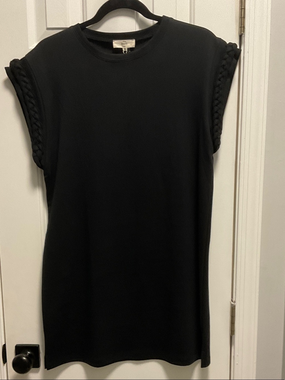 entro Black Sleeveless Mini Dress with Braided Trim